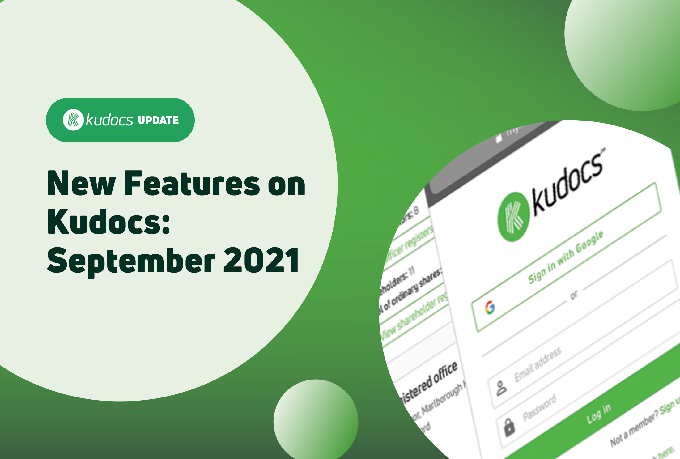 Kudocs feature update - September 2021