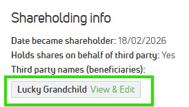 Screenshot of the 'View & Edit' button for beneficiaries